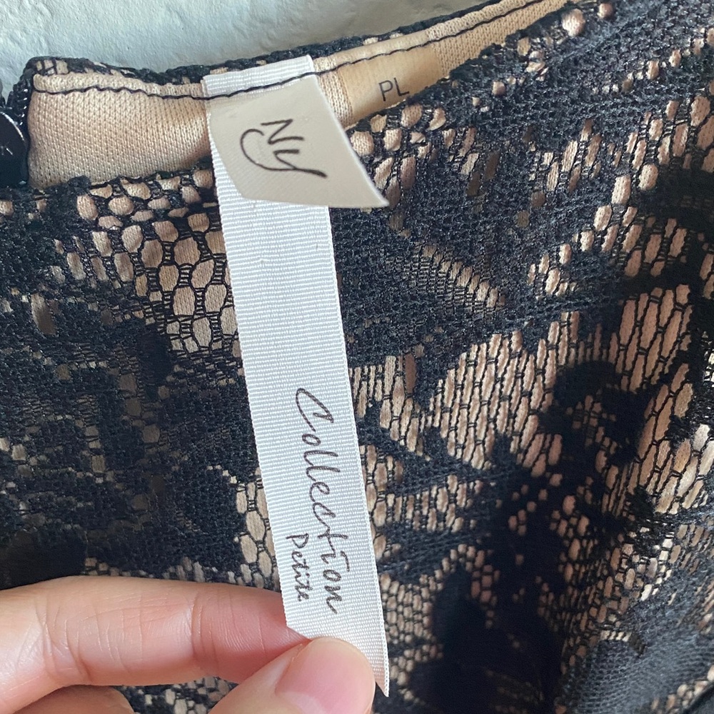 NY Collection Black and Beige Lace Dress - Picture 3 of 11